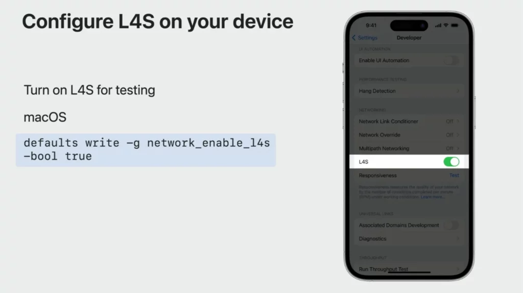 Photo of L4S integration in Apple